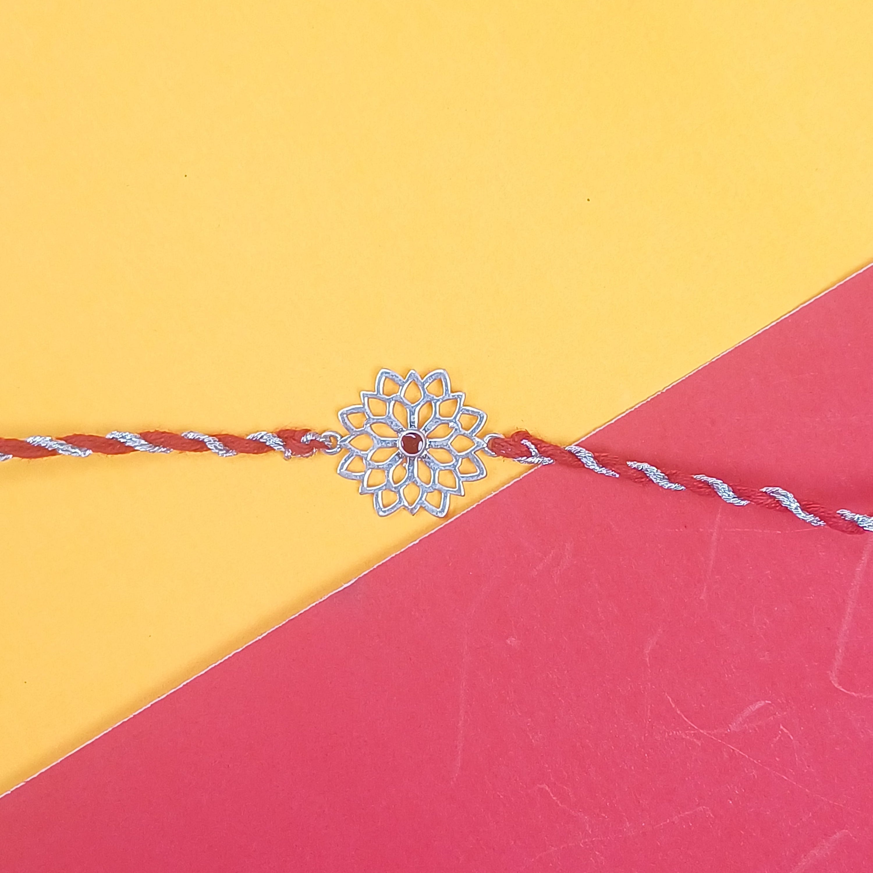 925 Silver Lotus Filigree Rakhi