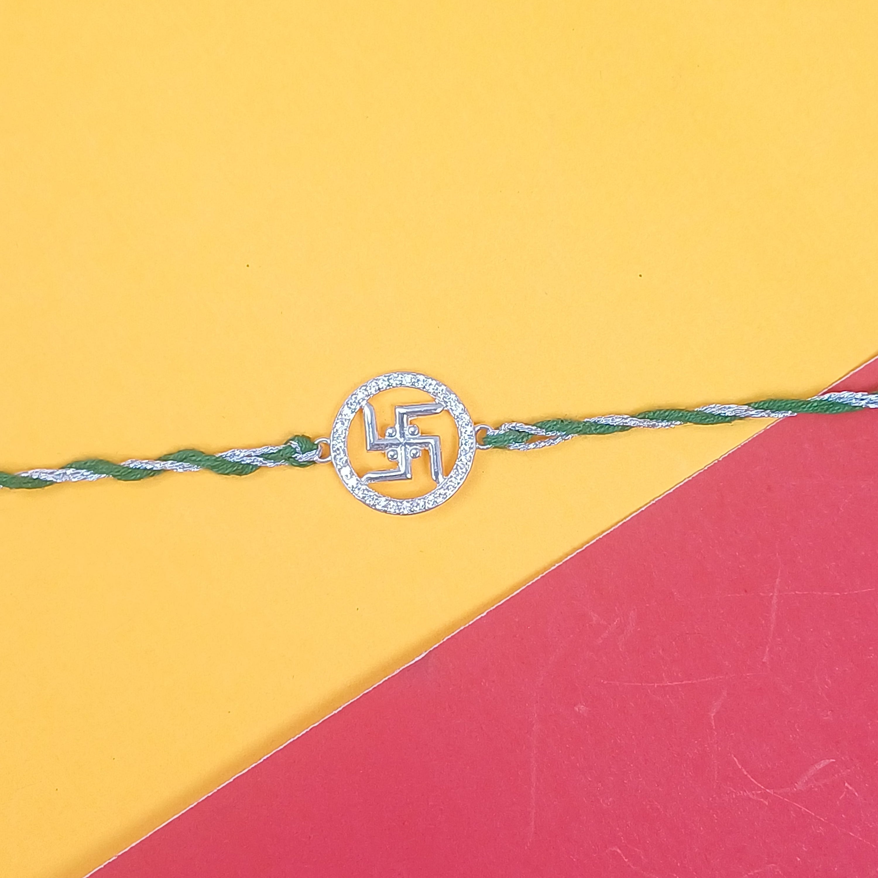 925 Silver Round Swastik Rakhi