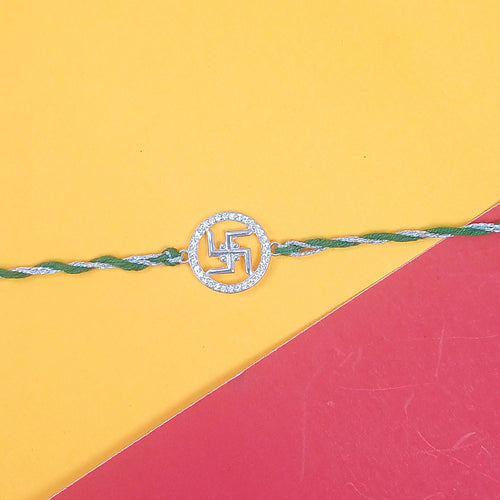 925 Silver Round Swastik Rakhi