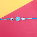 925 Silver Blue Flower Evil Eye Rakhi