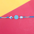 925 Silver Blue Flower Evil Eye Rakhi