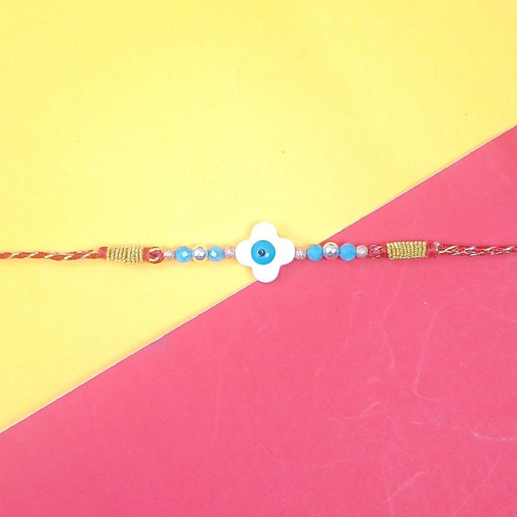 925 Silver Clover Evil Eye Rakhi