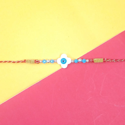 925 Silver Clover Evil Eye Rakhi