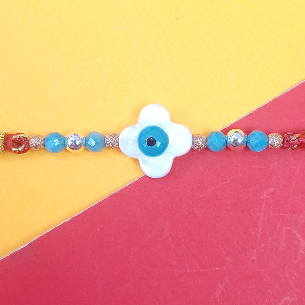 925 Silver Clover Evil Eye Rakhi