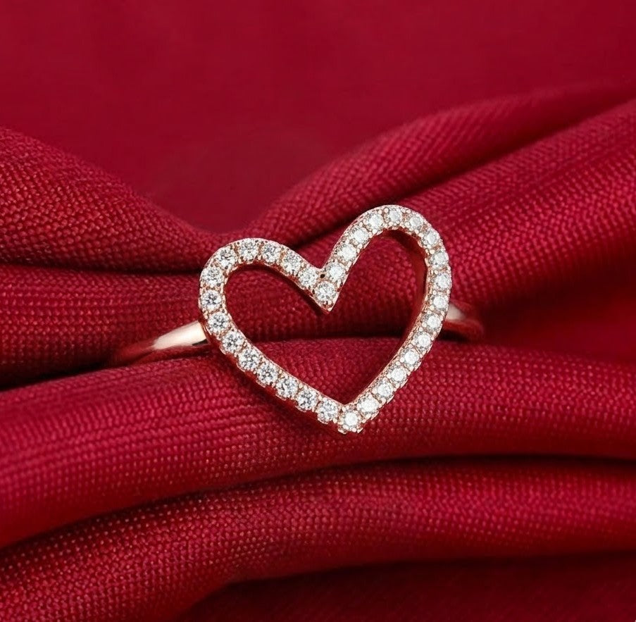 Darling Rose Heart sterling silver Ring