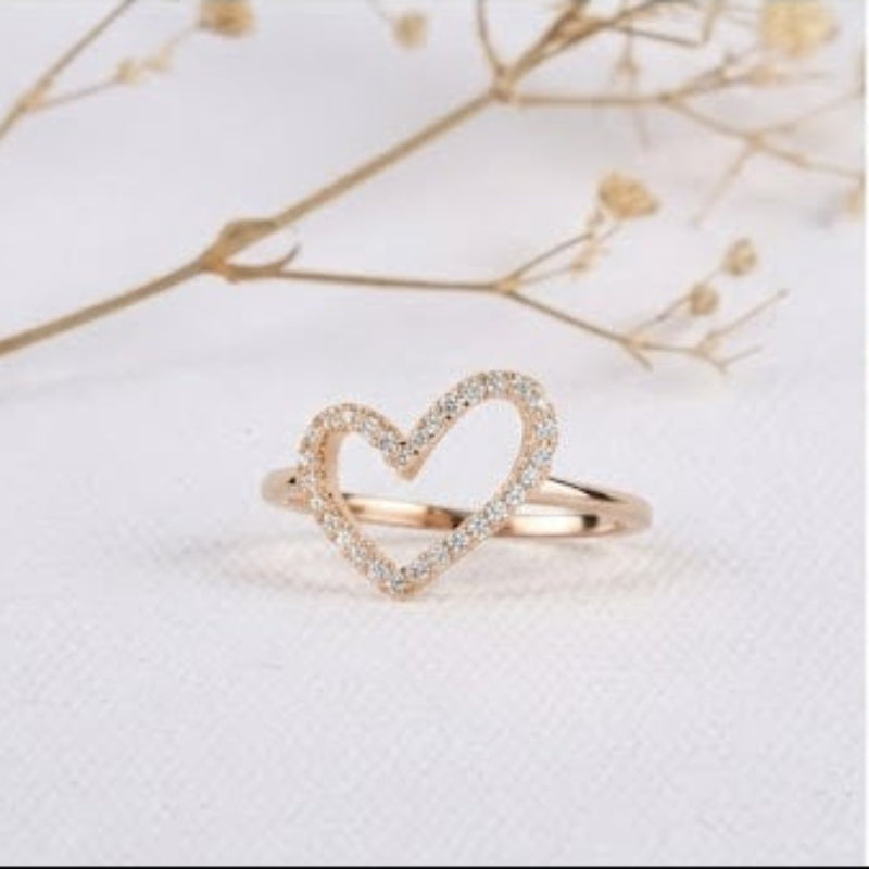Darling Rose Heart sterling silver Ring