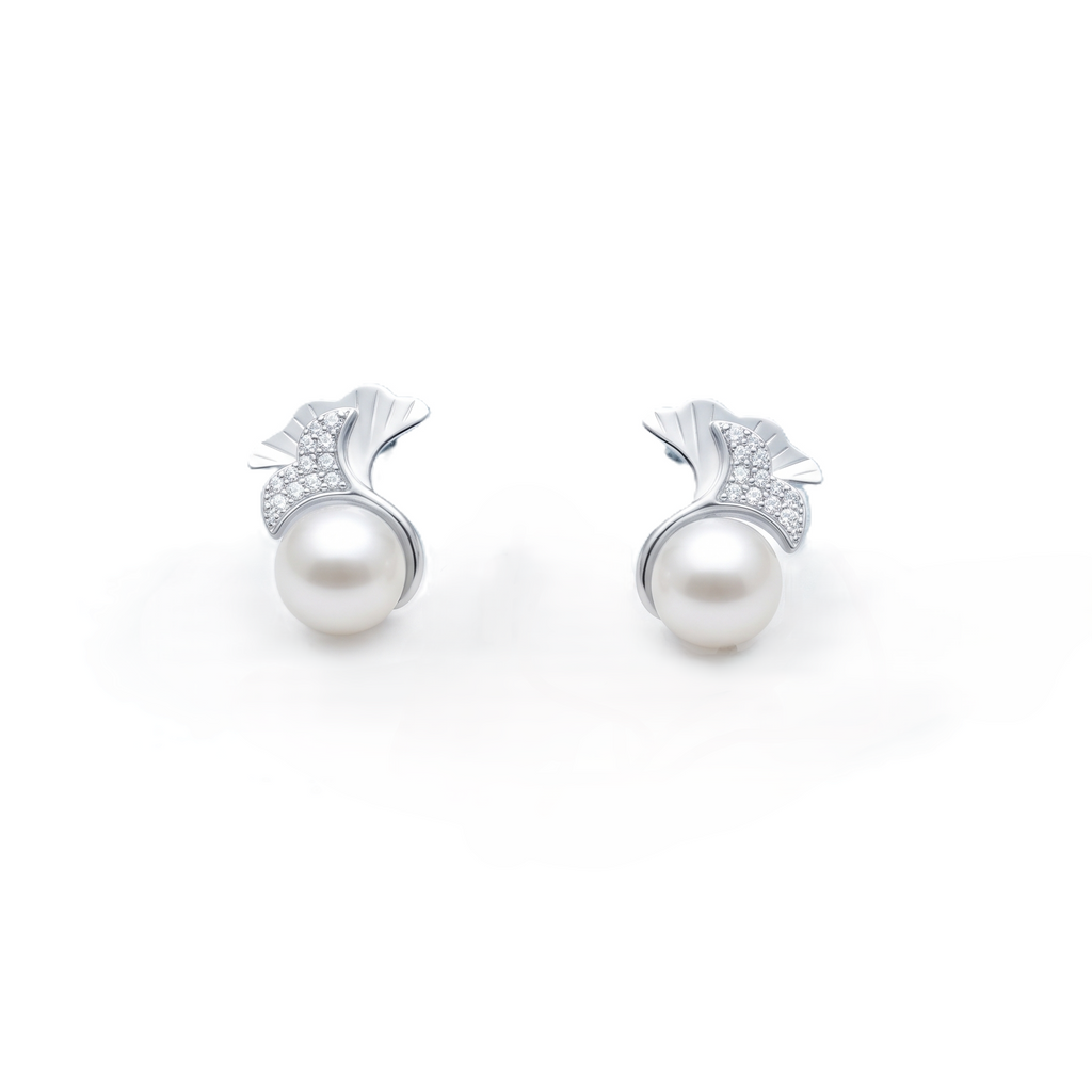 Whispering Leaf Pearl Earrings