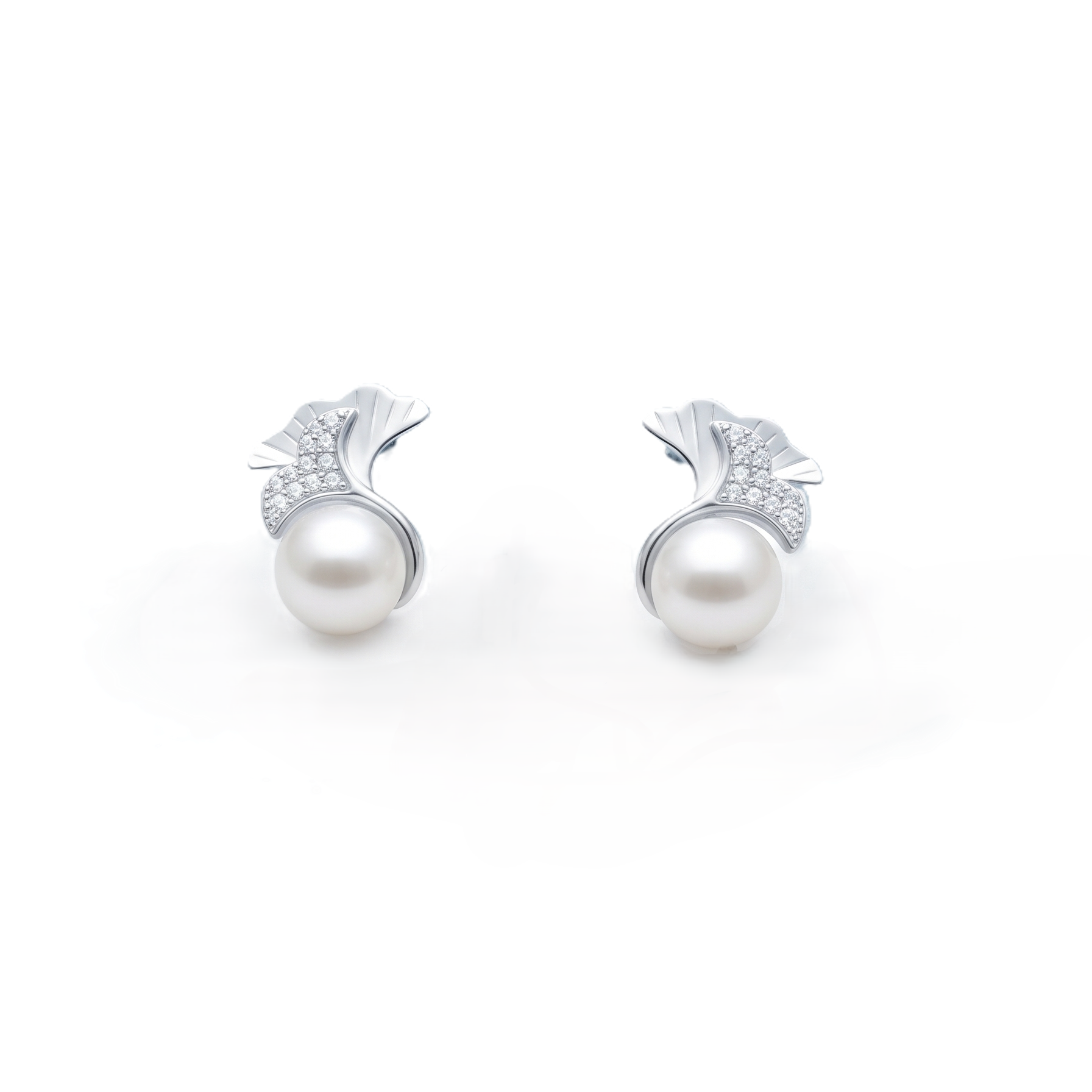 Whispering Leaf Pearl Earrings