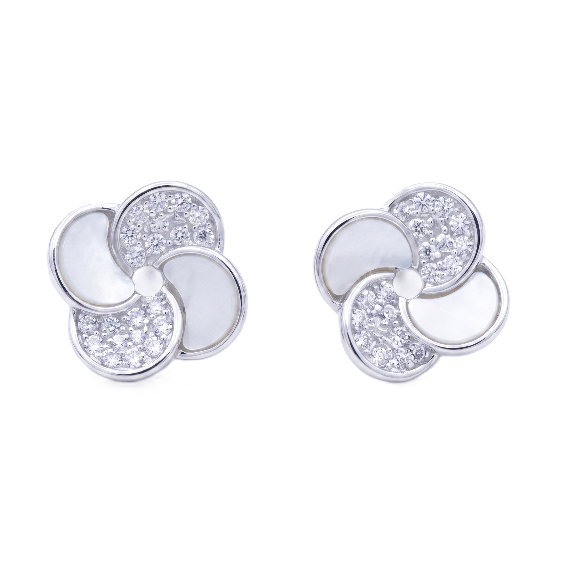 Mother of Pearl Floral Sterling Silver Studs