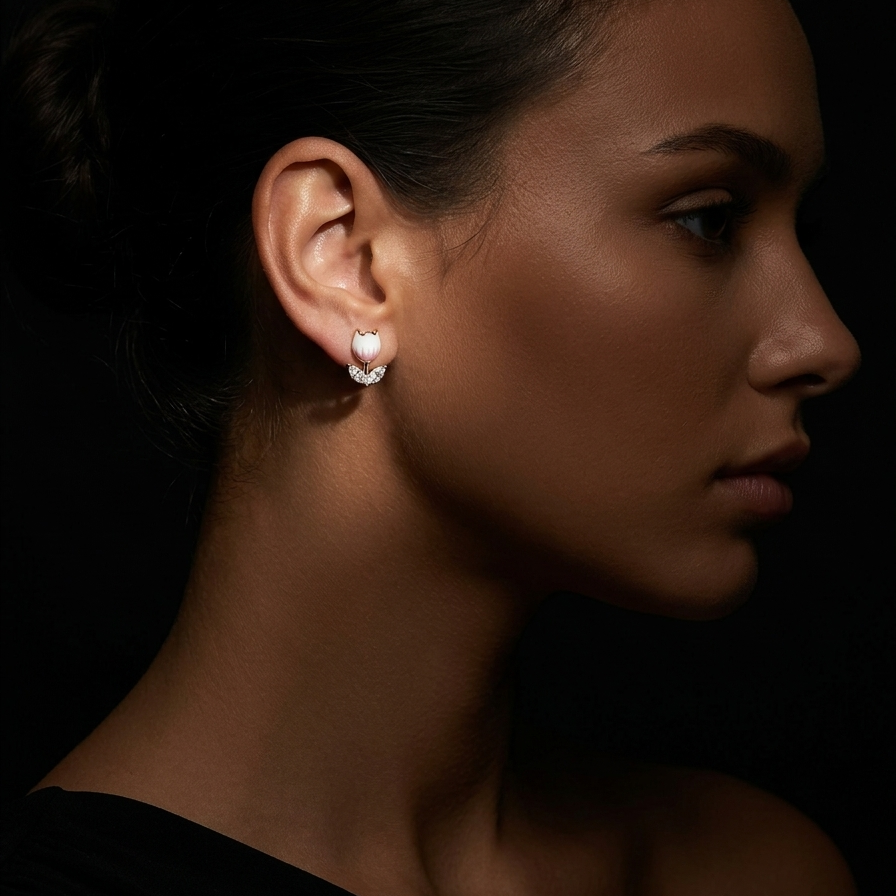 Aura Pink Tulip Sterling Silver Earring