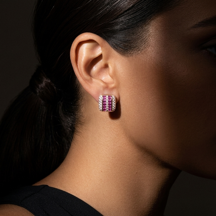 Ruby Ripples Sterling Silver Earrings