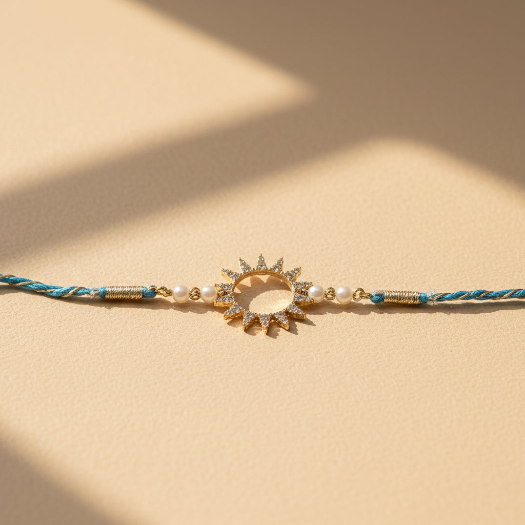 925 Silver Sunshine Gold Plated Rakhi