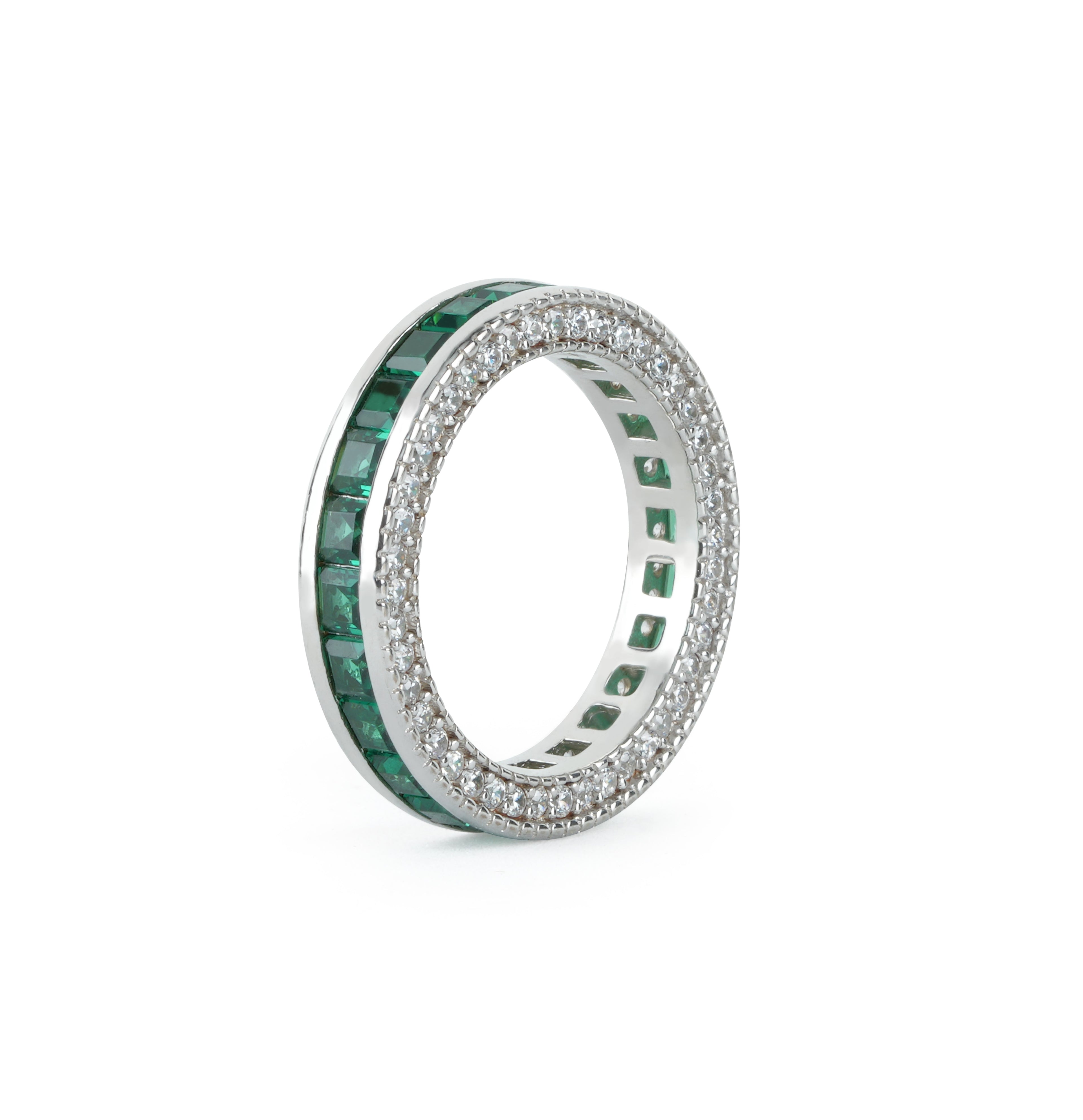 Linear Green Sterling Silver Ring