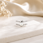 Sterling Silver Double Wishbone Pearl Ring