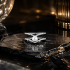 Sterling Silver Double Wishbone Pearl Ring