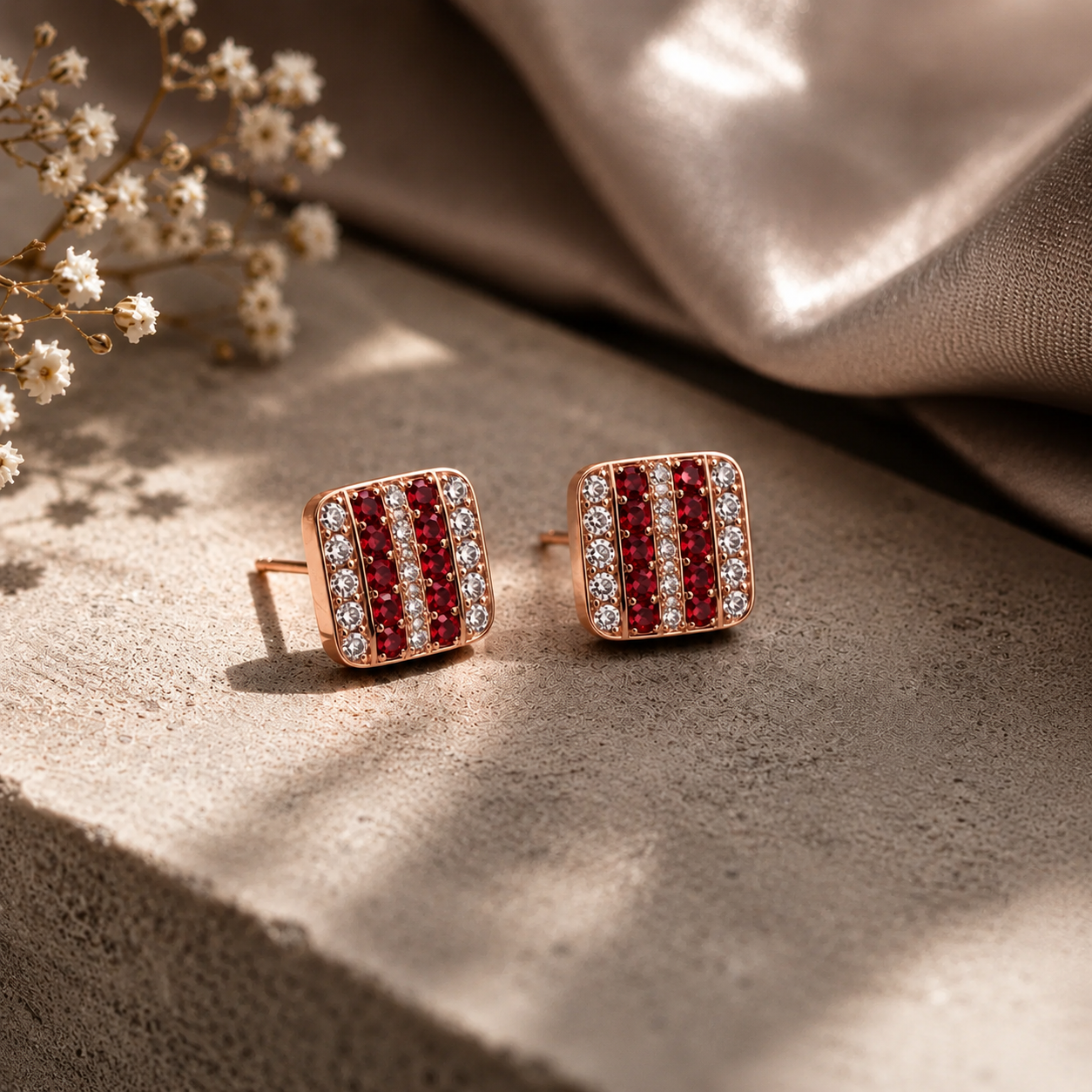 Ruby Ripples Sterling Silver Earrings