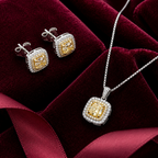 Square Minimlist Halo Sterling Silver Necklace Set
