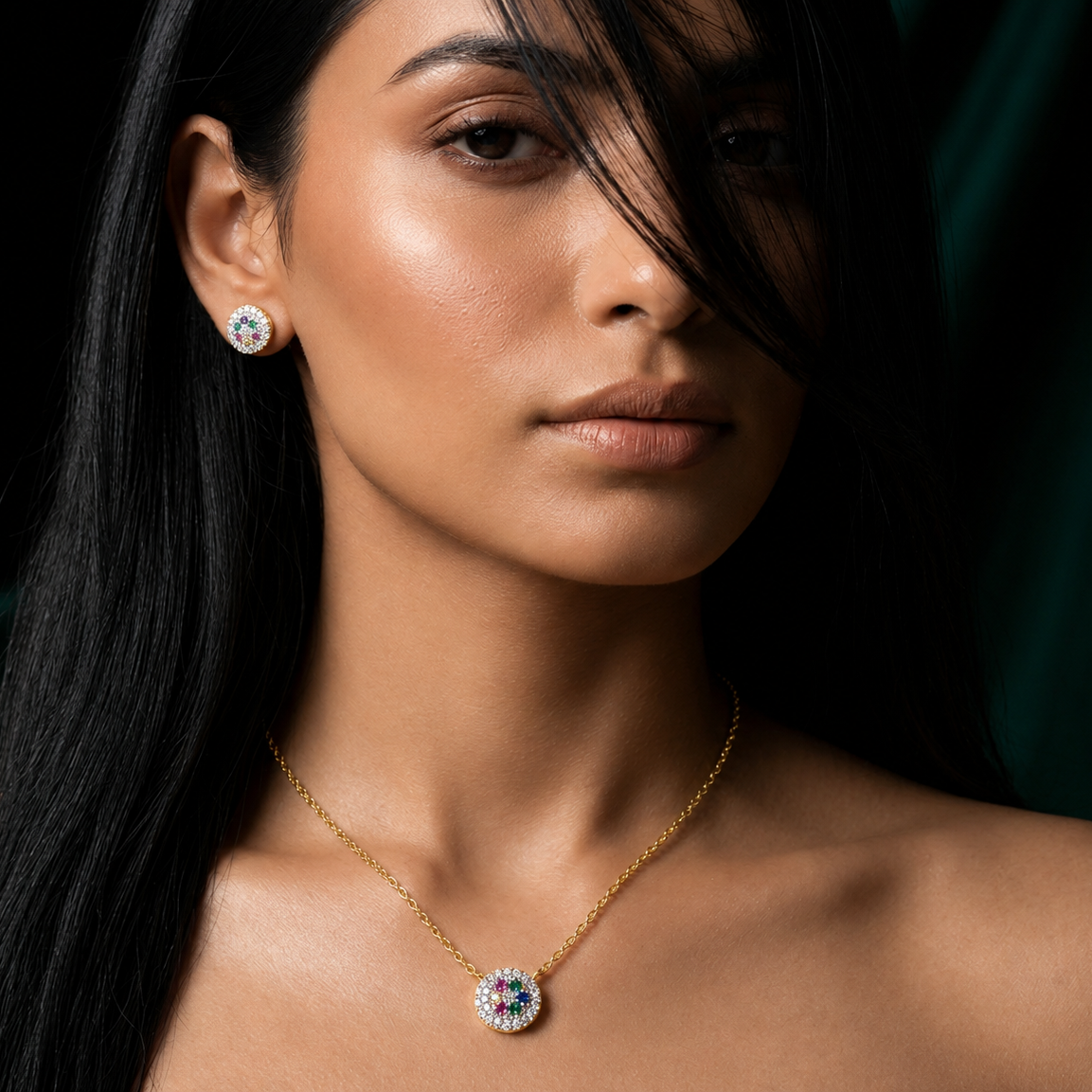 Aurora Spark Disc Necklace Set