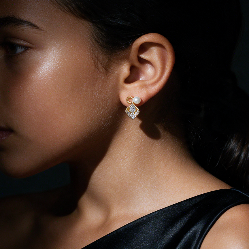 Deco Pearl Drops Sterling Silver Earring