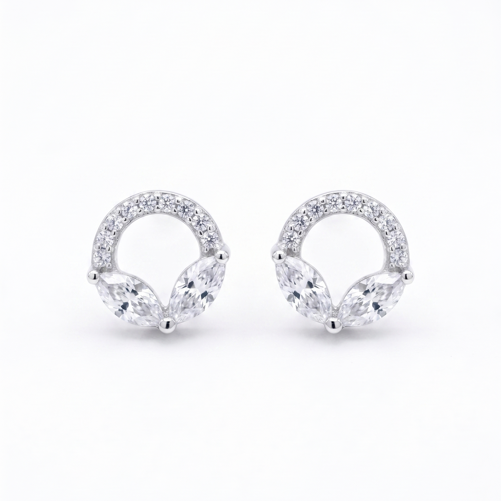 Double Leaf  Sterling Silver Earrings