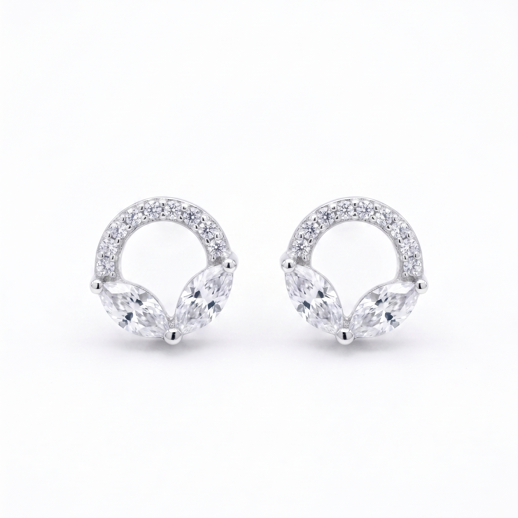 Double Leaf  Sterling Silver Earrings