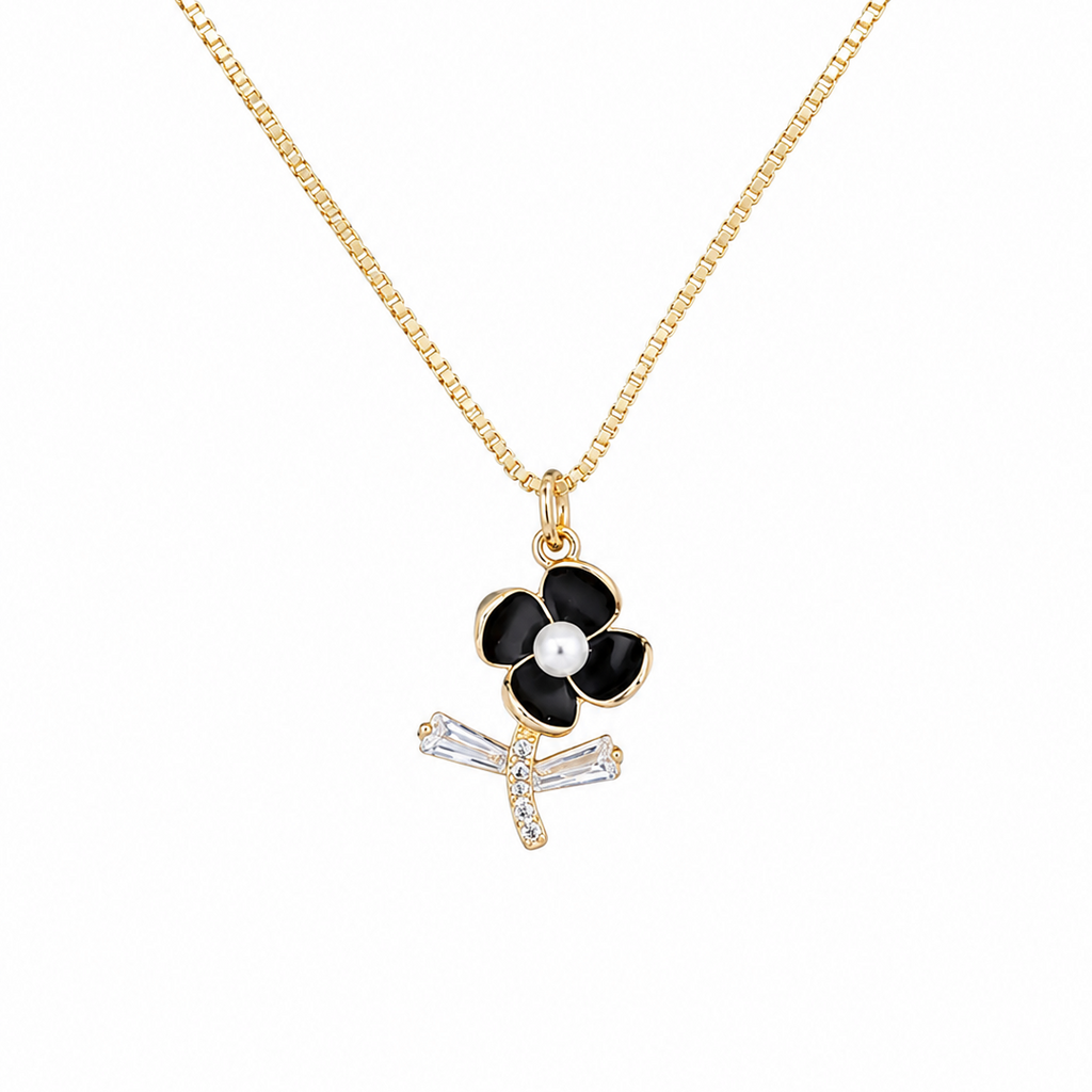 Ebony & Pearl Botanical Pendant