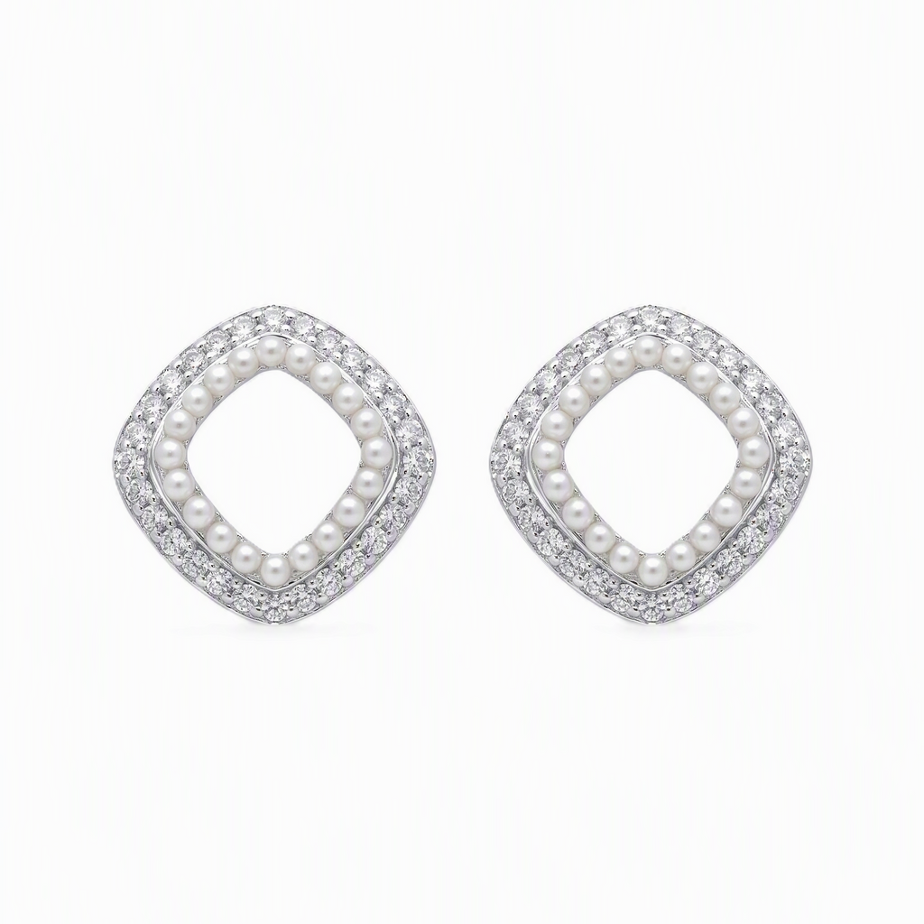 Ethereal Pearl Outline Sterling Silver Earrings