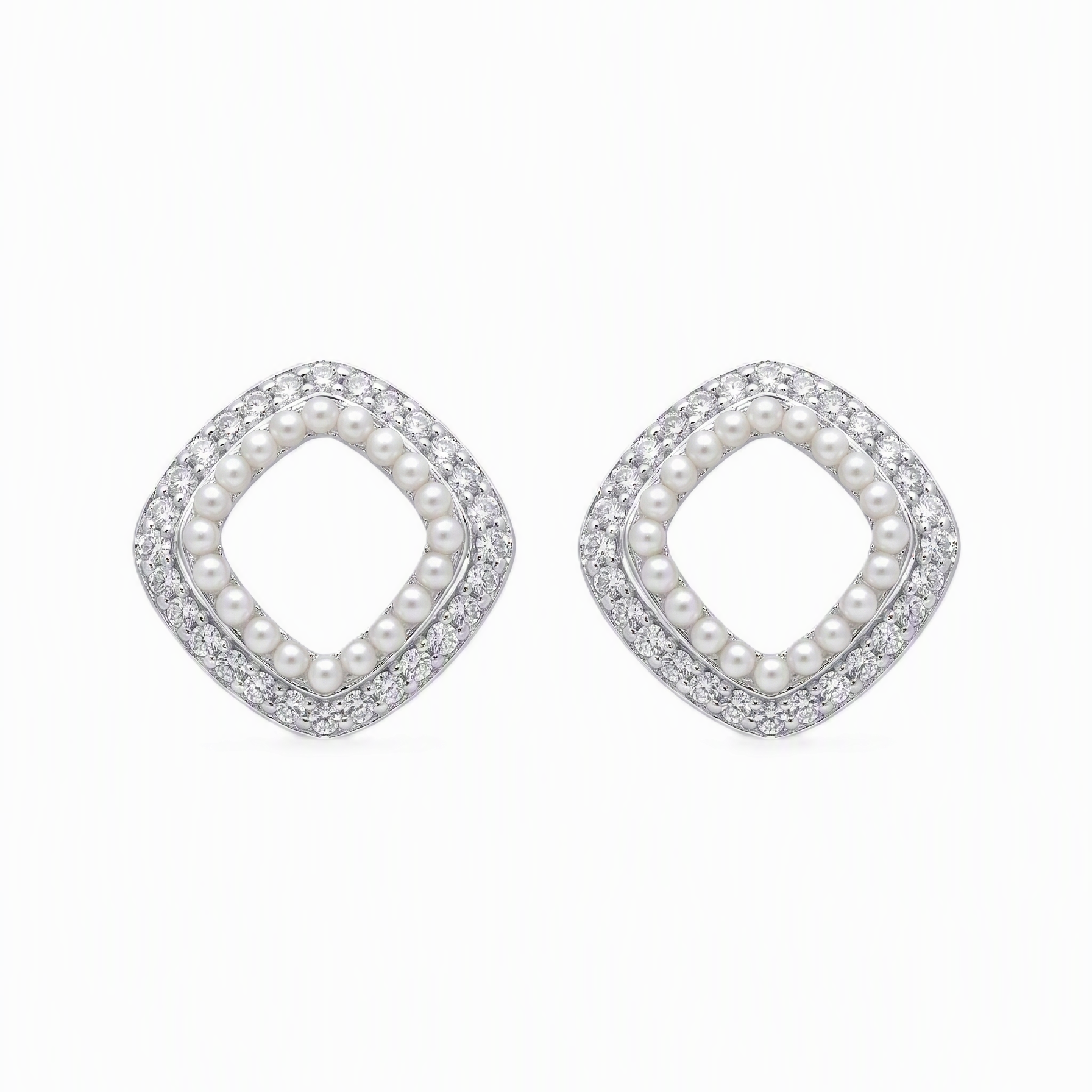 Ethereal Pearl Outline Sterling Silver Earrings