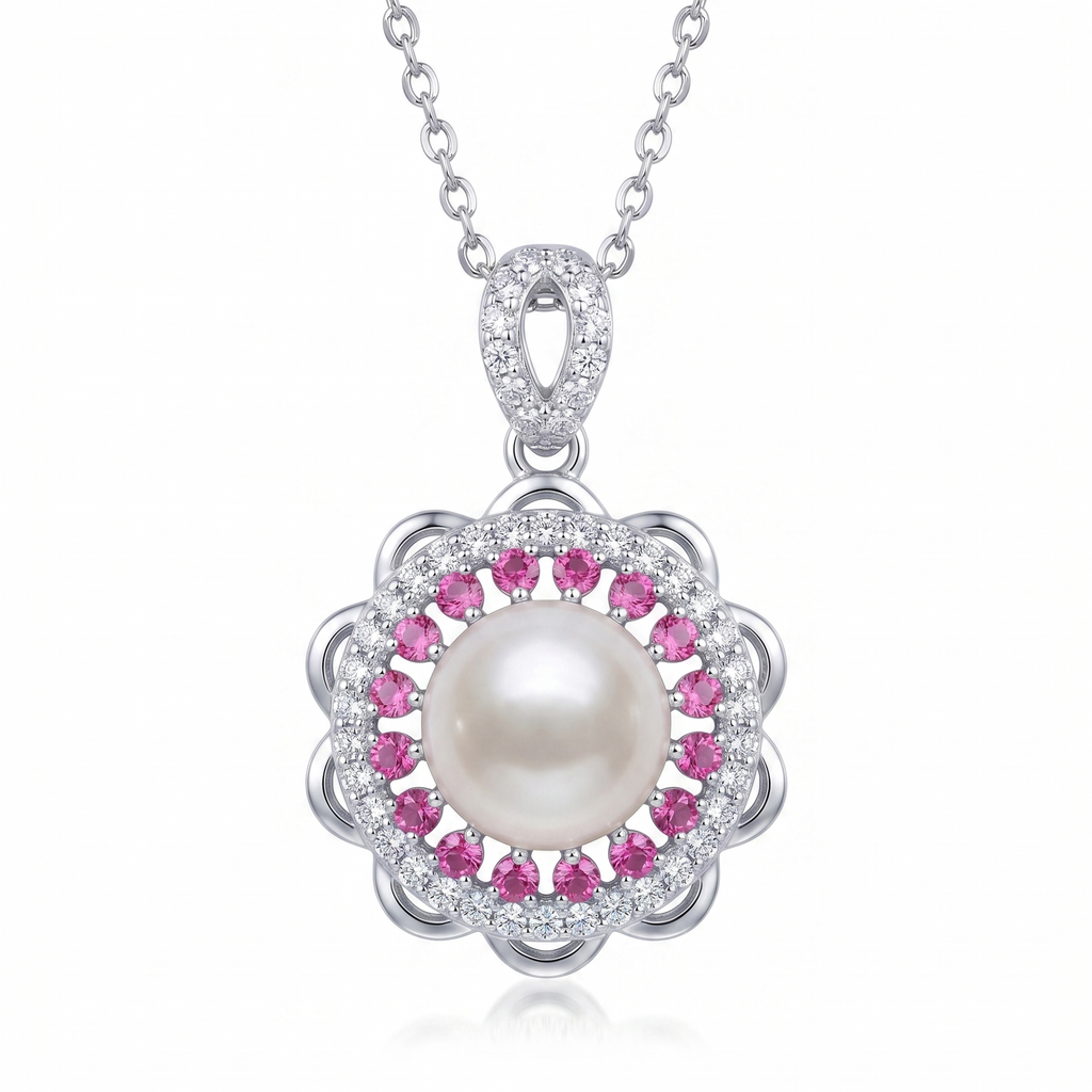 Cultured Pearl Flower Cluster Necklace