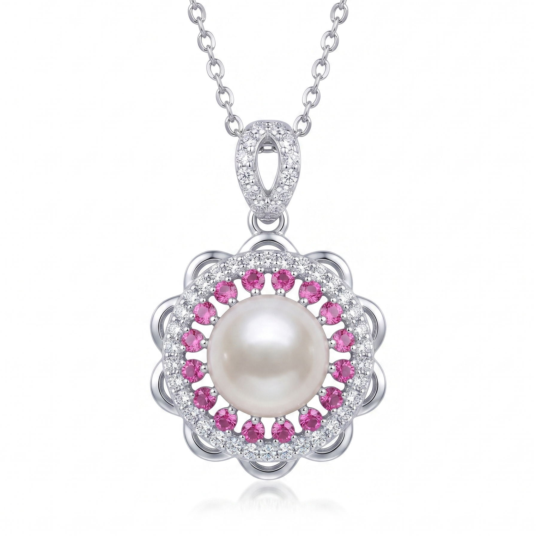 Cultured Pearl Flower Cluster Necklace