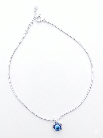 925 Silver Evil Eye Snake Chain Anklet