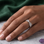 Silver Mosaic Crossover Sterling Silver Ring