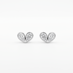 Minimalist Dual-Stone Heart Studs