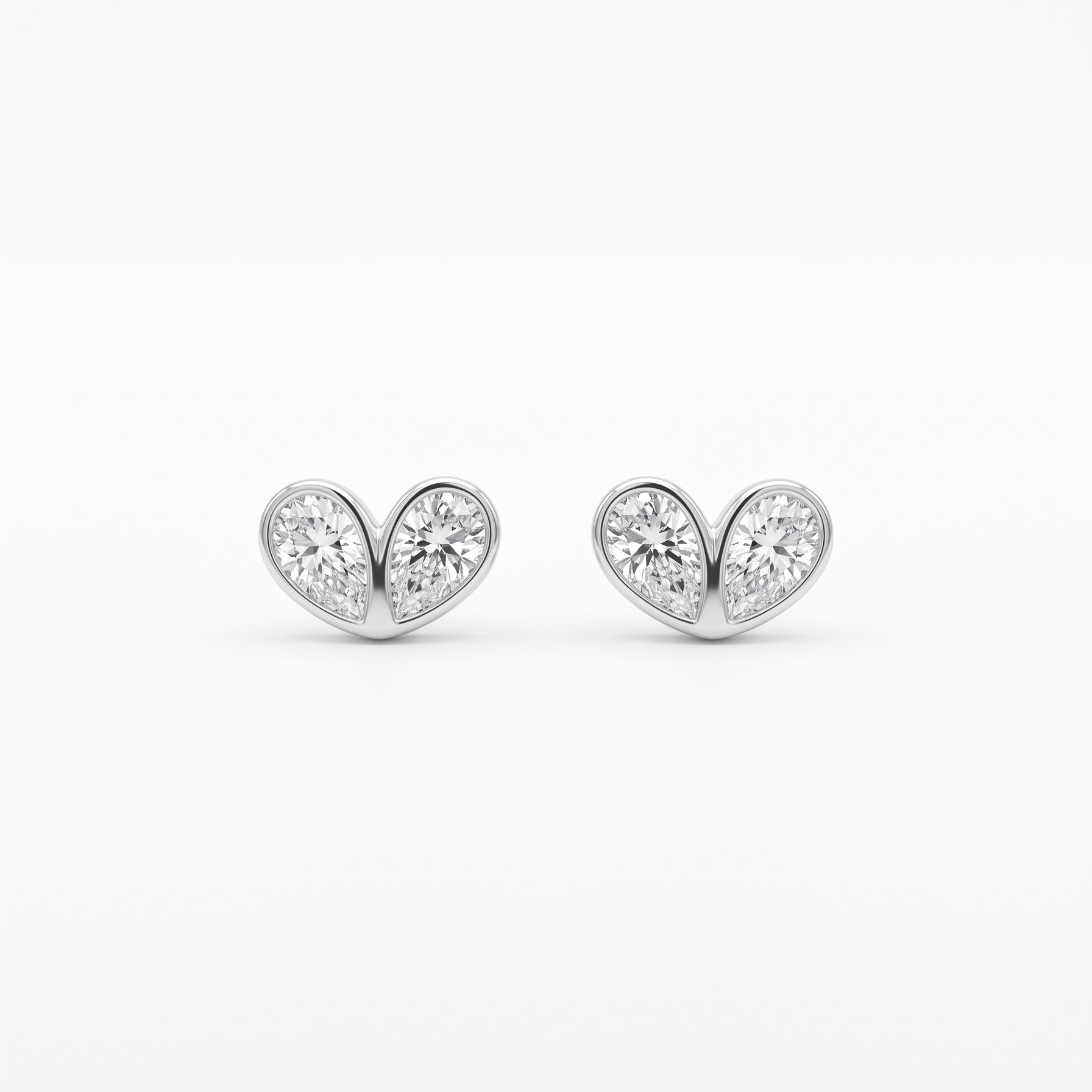 Minimalist Dual-Stone Heart Studs