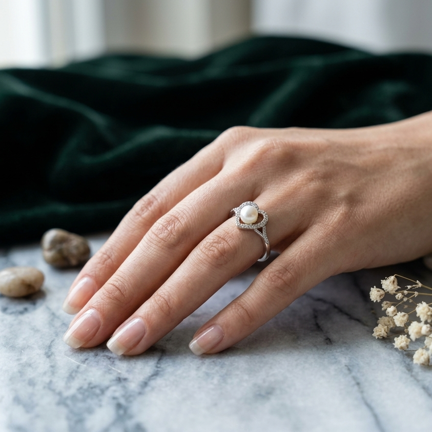 Amour Pearl Sterling Silver Ring