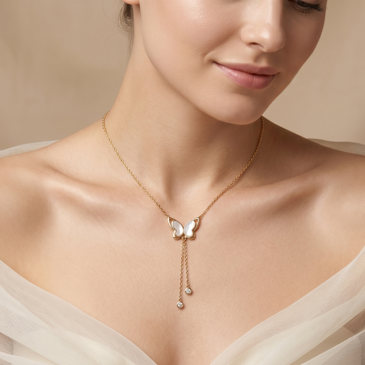 Dainty Butterfly Lariat Necklace
