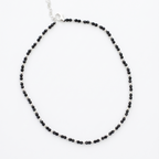 Dainty Black Beaded Silver Chain Anklet