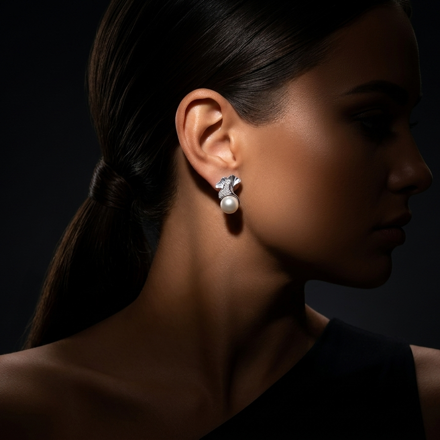 Whispering Leaf Pearl Earrings