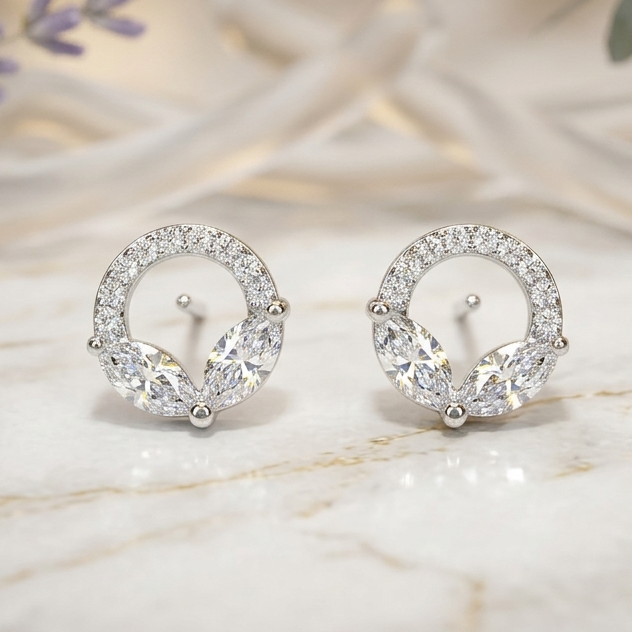 Double Leaf  Sterling Silver Earrings