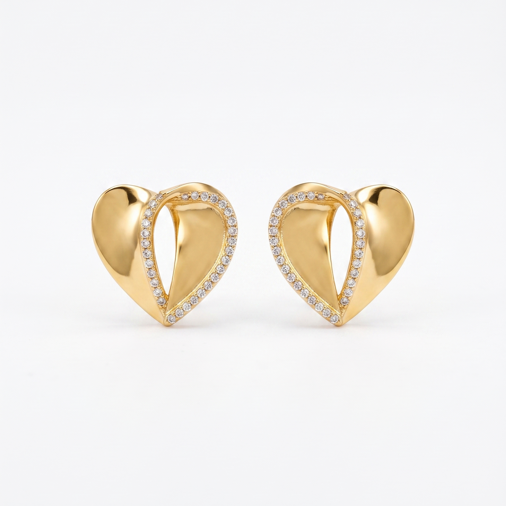 Pave Ribbon Hearts Earrings