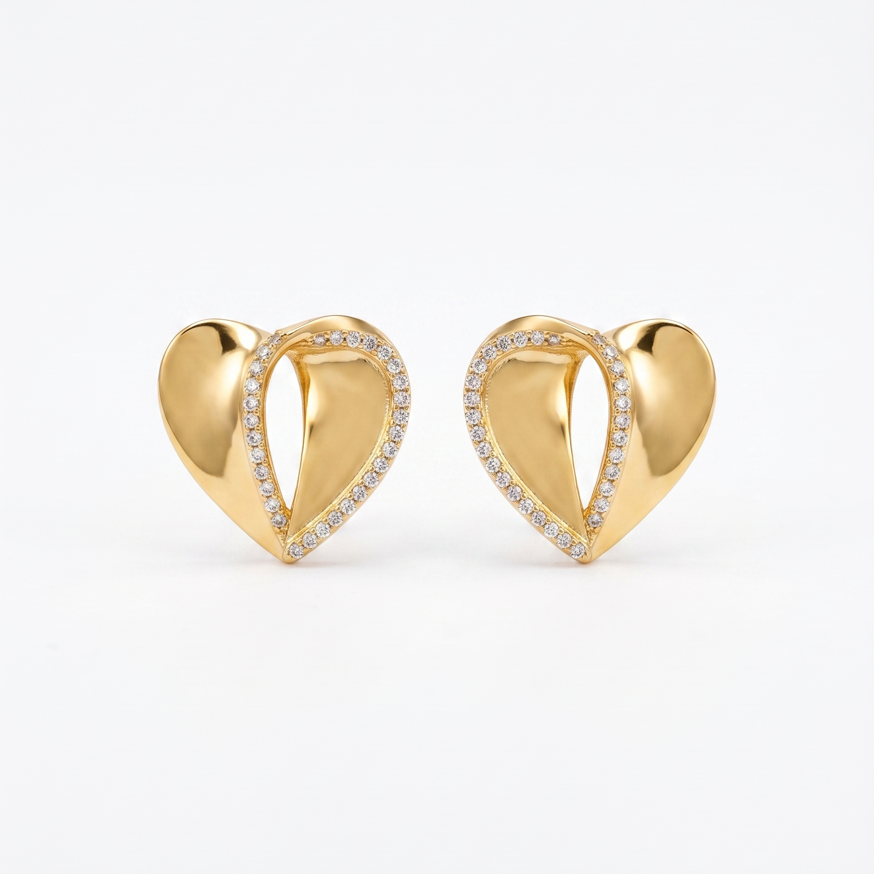 Pave Ribbon Hearts Earrings