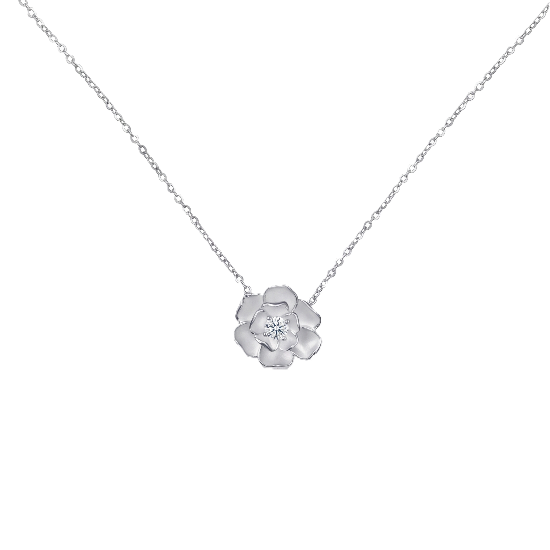 Bella Rose Sterling Silver Necklace