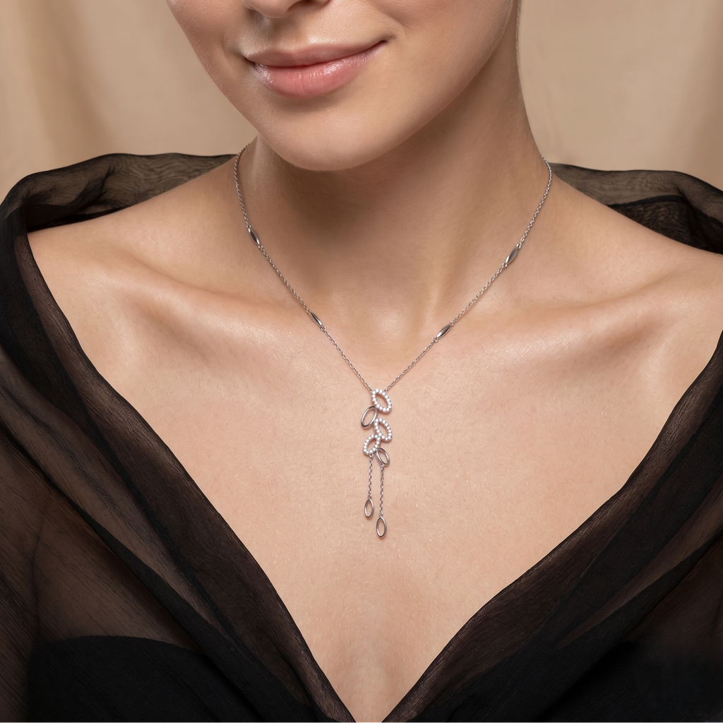 Silver Dewdrop Lariat necklace