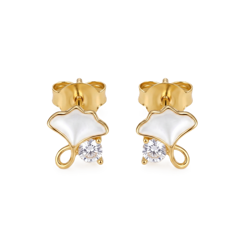 White Petal & Crystal Earrings