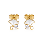 White Petal & Crystal Earrings