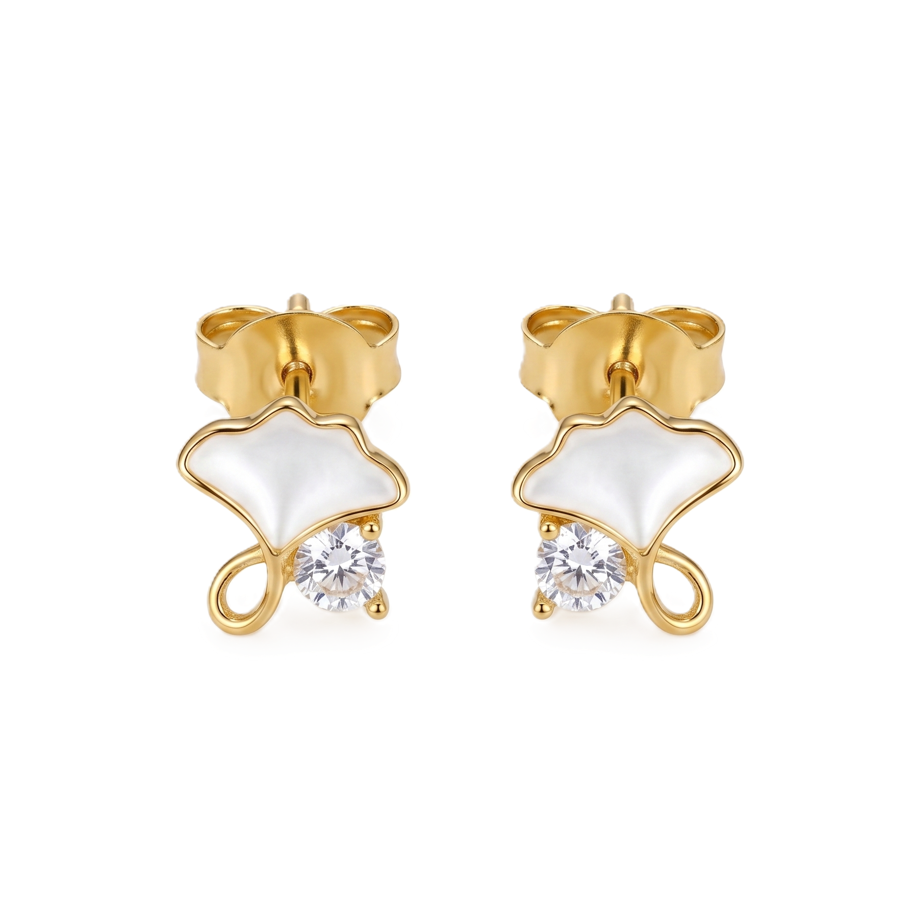 White Petal & Crystal Earrings