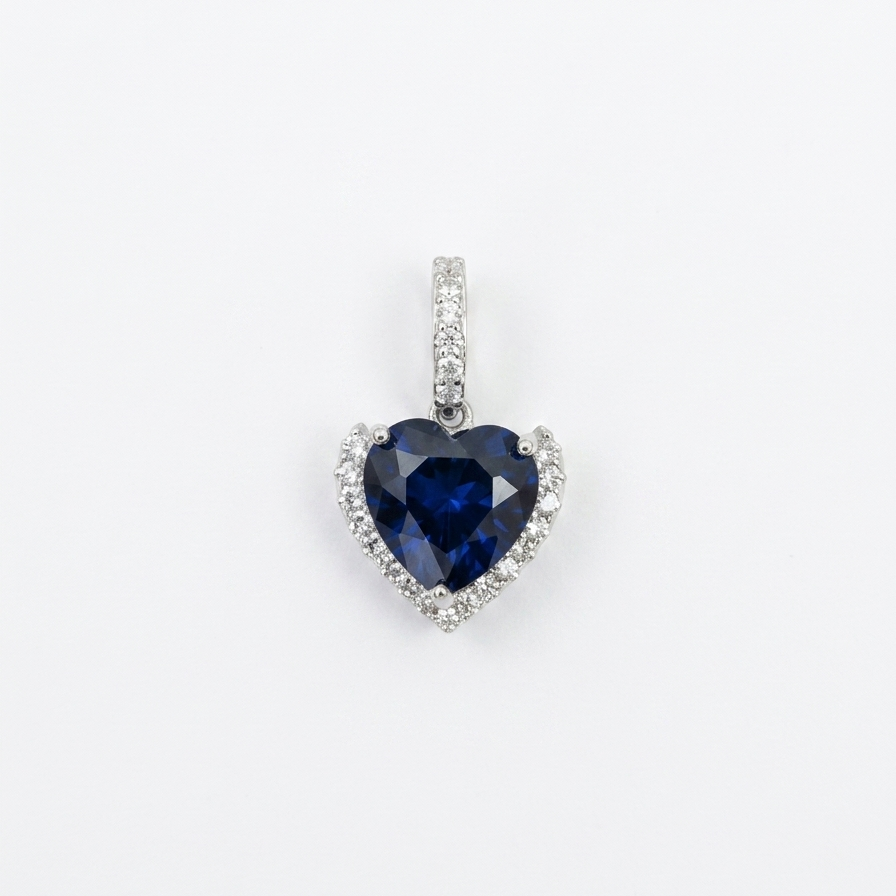Blue Heart Sapphire Sterling Silver Pendent
