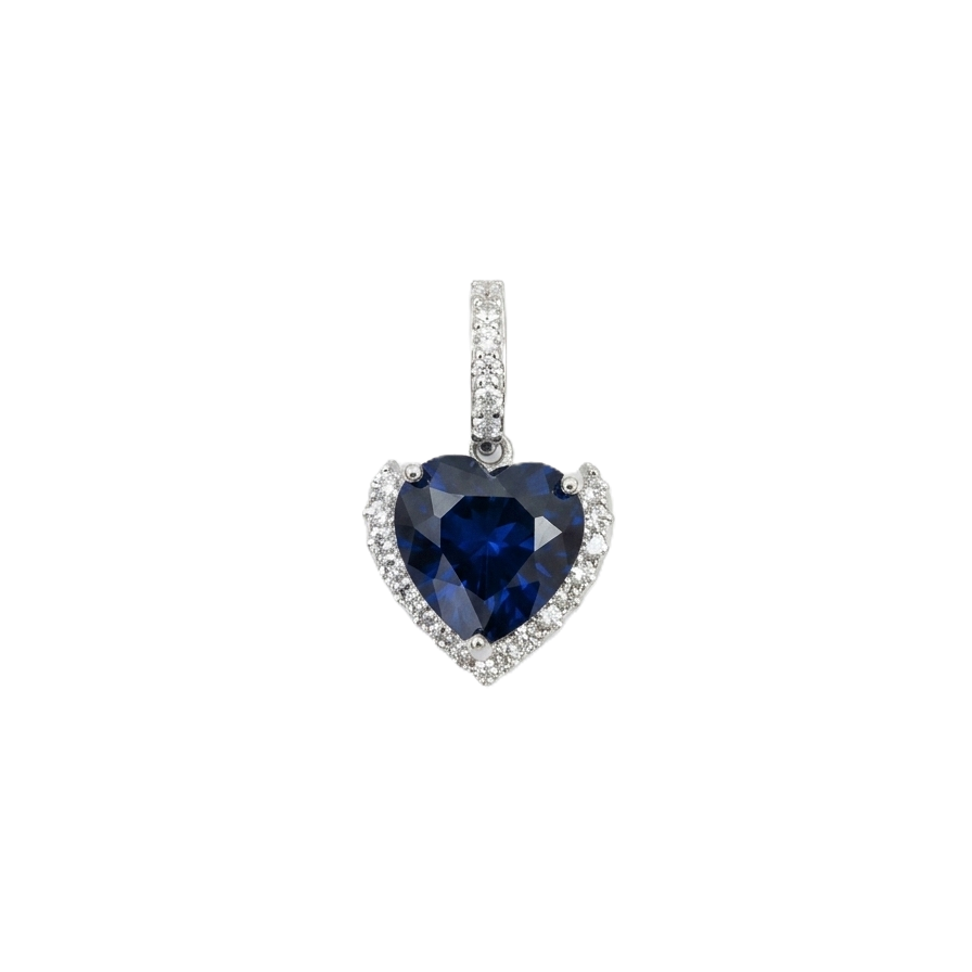 Blue Heart Sapphire Sterling Silver Pendent