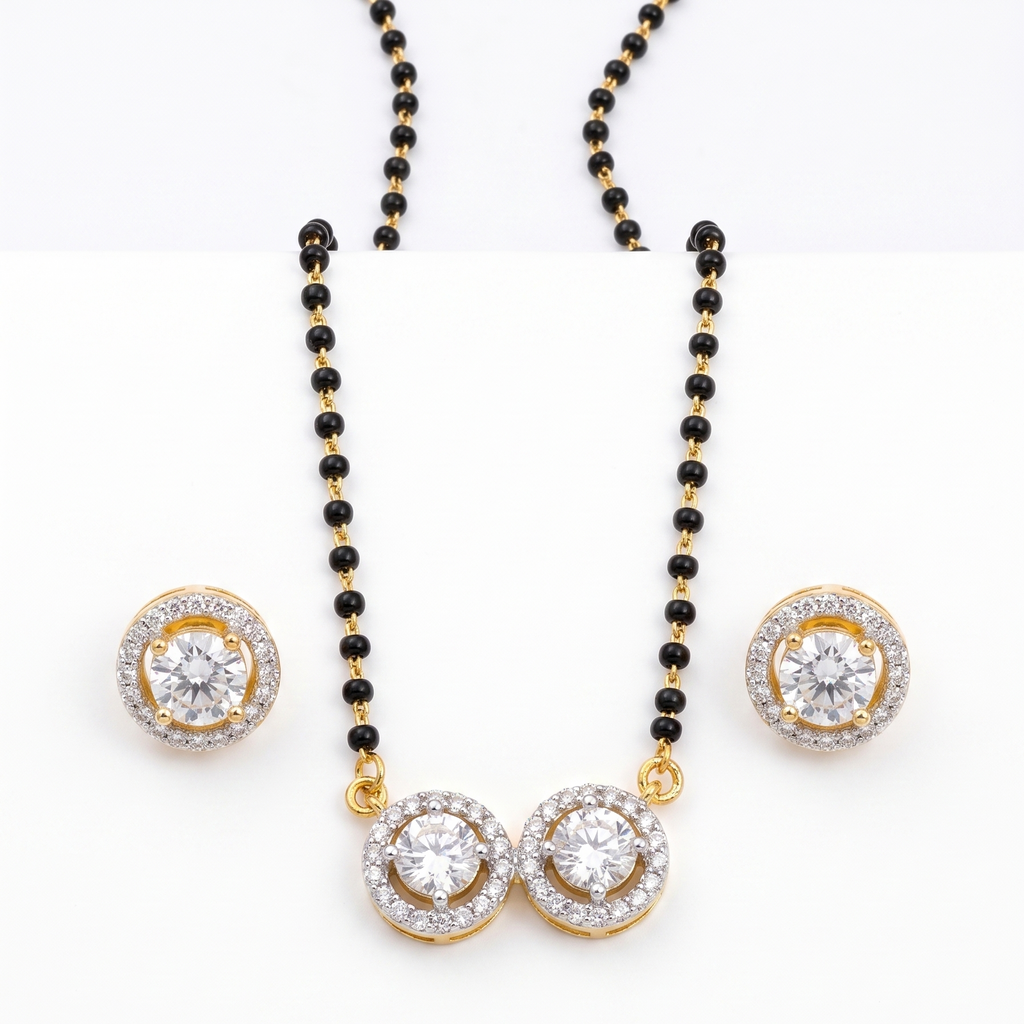 Gold Plated Double Solitaire Mangalsutra Set