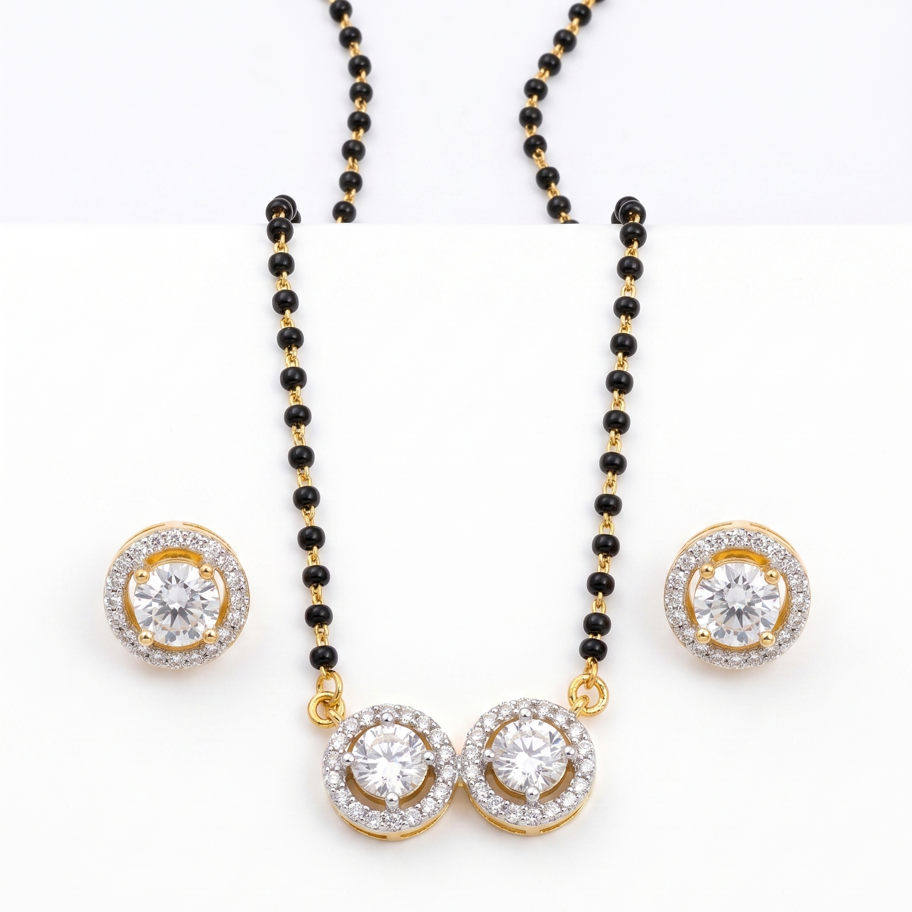 Gold Plated Double Solitaire Mangalsutra Set